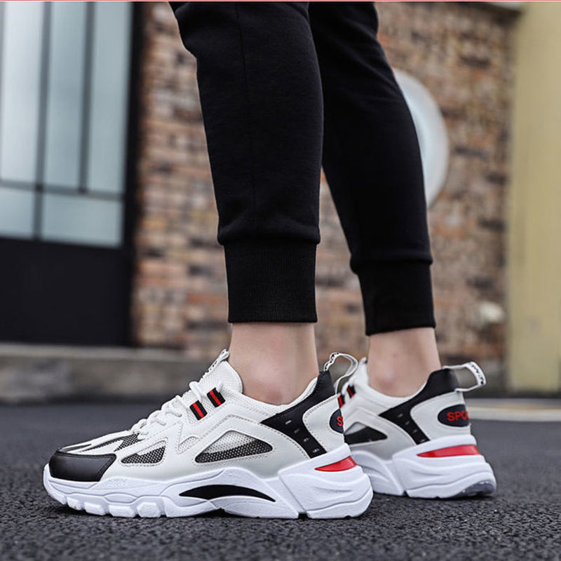 Men White Sneakers Non Slip Walking Running Sports Shoes